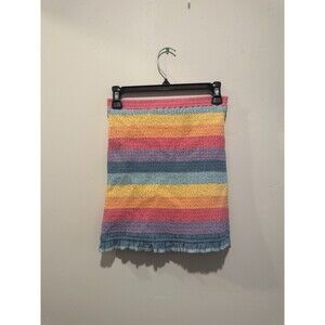 STORIA Smocked Rainbow Thread Ruffle Pull-On Mini Skirt Sz Small